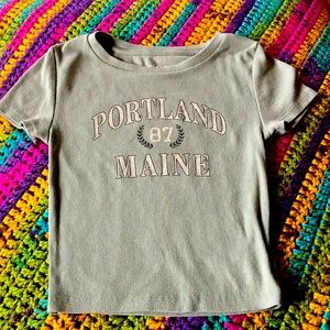 Aeropostale XS Portland 87 Maine T-Shirt sage green EUC